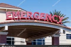 Red Emergency Entrance Sign for a Local Hospital
